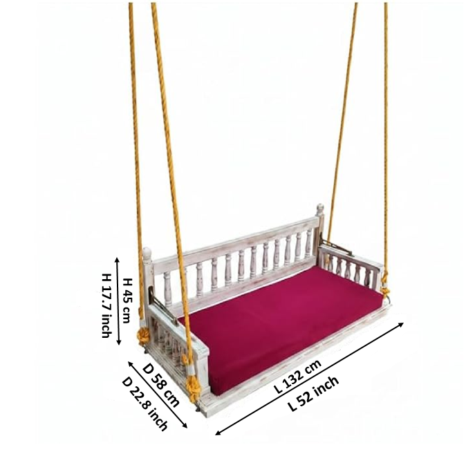 3 Seater Wooden Jhula Swing for Indoor, Outdoor & Balcony 