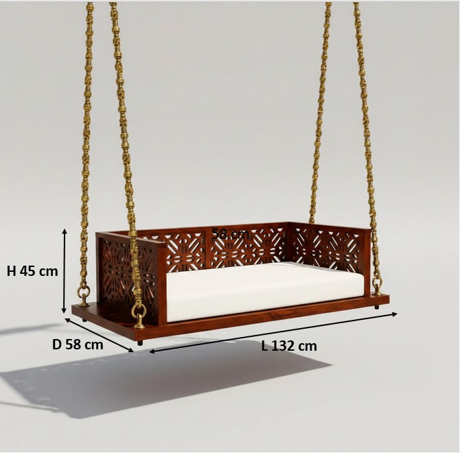 Translation missing: en.Swing Wooden Jhula with Brass Coated Chainfor Indoor Outdoor &amp; Balcony | House Swings 