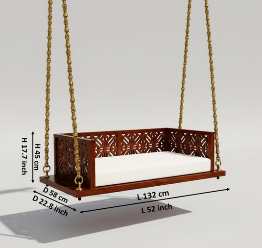 Translation missing: en.Swing Wooden Jhula with Brass Coated Chainfor Indoor Outdoor &amp; Balcony | House Swings 