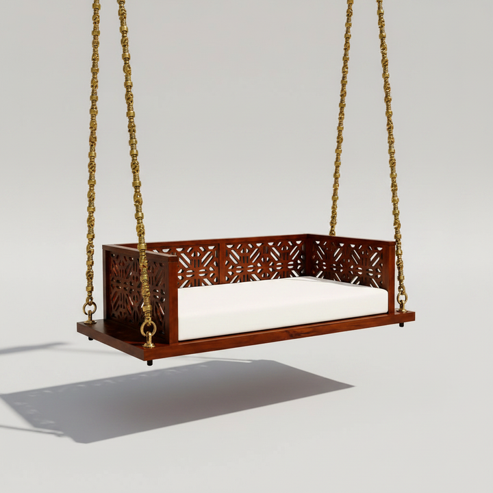 Translation missing: en.Swing Wooden Jhula with Brass Coated Chainfor Indoor Outdoor &amp; Balcony | House Swings 