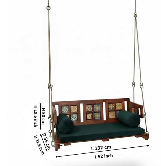 Translation missing: en.Reversible Wooden Swing Jhula with Metal Chain for Indoor Outdoor &amp; Balcony Jhula 