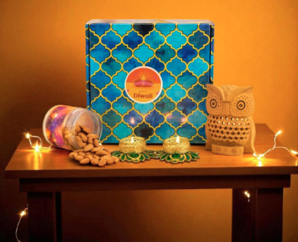 Diwali Dry Fruit & Décor Gift Hamper – Festive Glow Collection