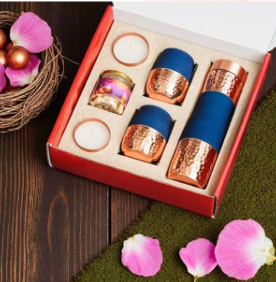 Premium Copper Bottle & Glass Diwali Gift Hamper