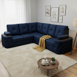 7-Seater Sofa with Padded Armrest, Premium Faux Leather Fabric Corner Sofa 