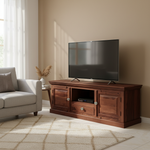 Sheesham Wood TV Unit Cabinet with Shelves & Drawer | Walnut Finish 