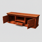 Sheesham Wood Tv Unit Cabinet with Shelves and one Drawer (Sheesham - Honey) 