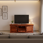 Sheesham Wood Tv Unit Cabinet with Shelves and one Drawer (Sheesham - Honey) 