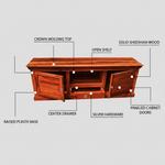 Sheesham Wood Tv Unit Cabinet with Shelves and one Drawer (Sheesham - Honey) 
