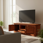 Sheesham Wood Tv Unit Cabinet with Shelves and one Drawer (Sheesham - Honey) 