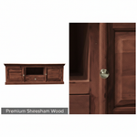Sheesham Wood TV Unit Cabinet with Shelves & Drawer | Walnut Finish 