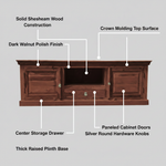 Sheesham Wood TV Unit Cabinet with Shelves & Drawer | Walnut Finish 