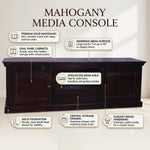 Sheesham Wood Tv Unit Cabinet with Shelves and one Drawer (Sheesham - Mahogany) 