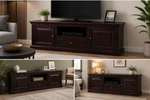 Sheesham Wood Tv Unit Cabinet with Shelves and one Drawer (Sheesham - Mahogany) 