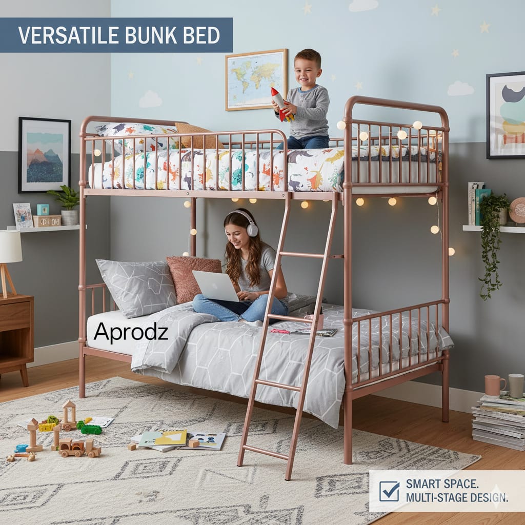 Marks Twin Bunk Bed (Metal - Gold Powder Coated) 