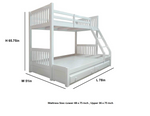 Solid Wood Getech Bunk Bed with Slide Storage & Trundle | Twin Over Twin Kids Bed | White Finish 