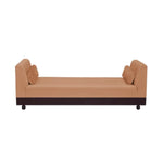 Couch Three Seater Upholstery and Mango Wood Sofa (Fabric + Sweet Orange Fabric + Walnut) 