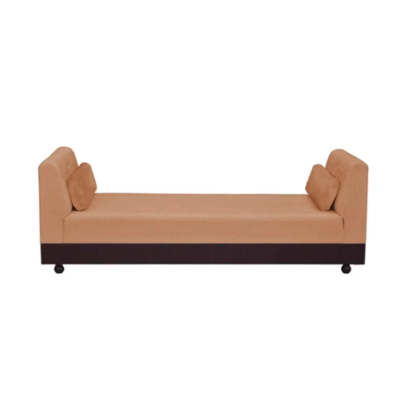 Couch Three Seater Upholstery and Mango Wood Sofa (Fabric + Sweet Orange Fabric + Walnut) 