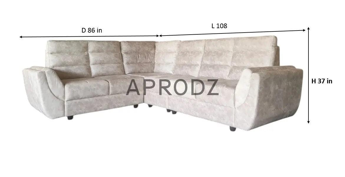 L-Shaped Sectional 6-Seater Sofa with Tufted Cushion Padded Armrest Perfect Fabric Corner Sofa for Guests Living Room, Drawing Room, Office & Lounge (Light Grey) 