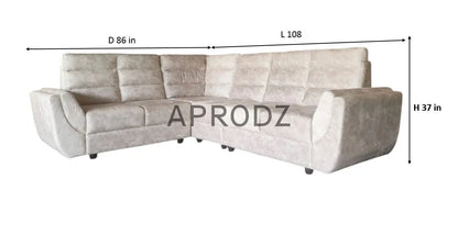 L-Shaped Sectional 6-Seater Sofa with Tufted Cushion Padded Armrest Perfect Fabric Corner Sofa for Guests Living Room, Drawing Room, Office & Lounge (Light Grey) 