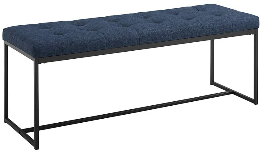 Modern Tufted Upholstered Cushion and Metal Seating Bench Ottoman 