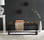 Modern Tufted Upholstered Velvet and Metal Bench Ottoman 