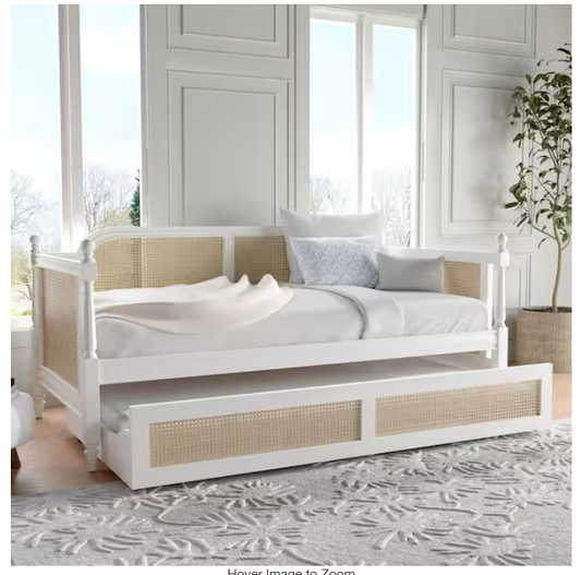 Kozlow Twin Size Mango Wood Cane Daybed (Solid Wood - White) 