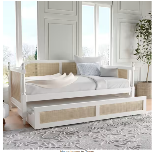 Translation missing: en.Kozlow Twin Size Mango Wood Cane Daybed (Solid Wood - White) 