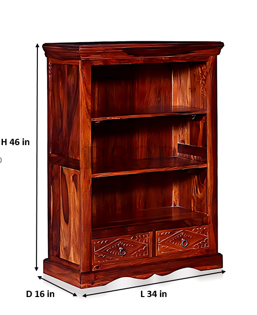 Bookshelf | Sheesham Wood Wooden Storage Organizer | Shelves Bookcase Rustic Durable, Stylish & Compact Design for Home, Office, Living Room | Furniture Organizer Elegant Finish (Honey Oak)