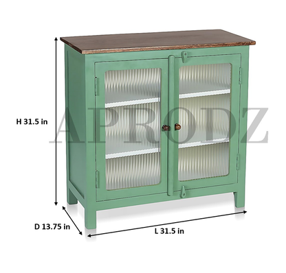 2 Door Cabinet with Wicker Front 2 Shelves | Mango Wood Storage Organizer | Rustic Durable Stylish Wooden Furniture | Compact Design Home Decor