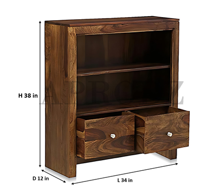 Bookshelf | Sheesham Wood Wooden Storage Organizer | Shelves Bookcase Rustic Durable, Stylish & Compact Design for Home, Office & Living Room | Furniture Organizer Elegant Finish (Brown 4)