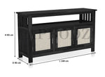 Kitchen Sideboard with Glass Doors | 2 Shelves Sheesham Wood Storage Organizer | Durable Stylish Wooden Furniture | Elegant Design Compact Multifunctional Home Decor 