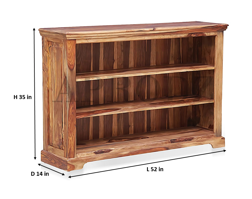 Bookshelf | Sheesham Wood Durable & Stylish Wooden Storage Organizer | Shelves Bookcase Rustic Elegant for Home Office Living Room | Compact Design Furniture Organizer (Provincial Teak)