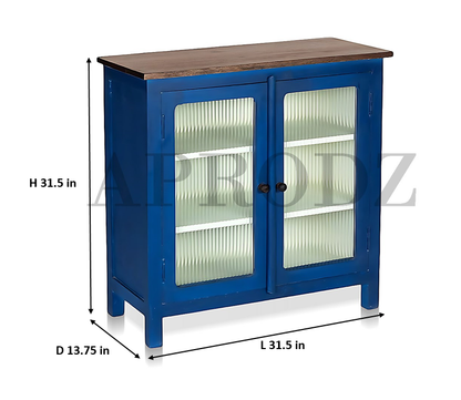 2 Door Cabinet with Wicker Front 2 Shelves | Mango Wood Storage Organizer | Rustic Durable Stylish Wooden Furniture | Compact Design Home Decor