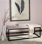 Modern Tufted Upholstered Velvet and Metal Bench Ottoman 