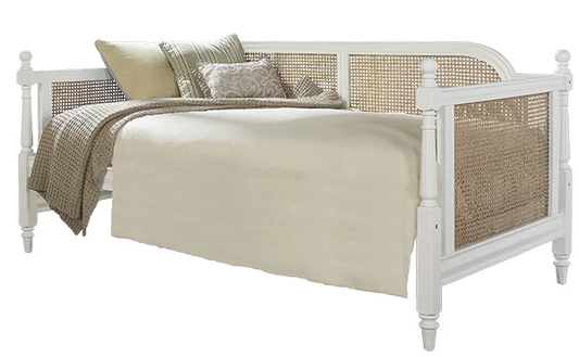 Kozlow Twin Size Mango Wood Cane Daybed (Solid Wood - White)