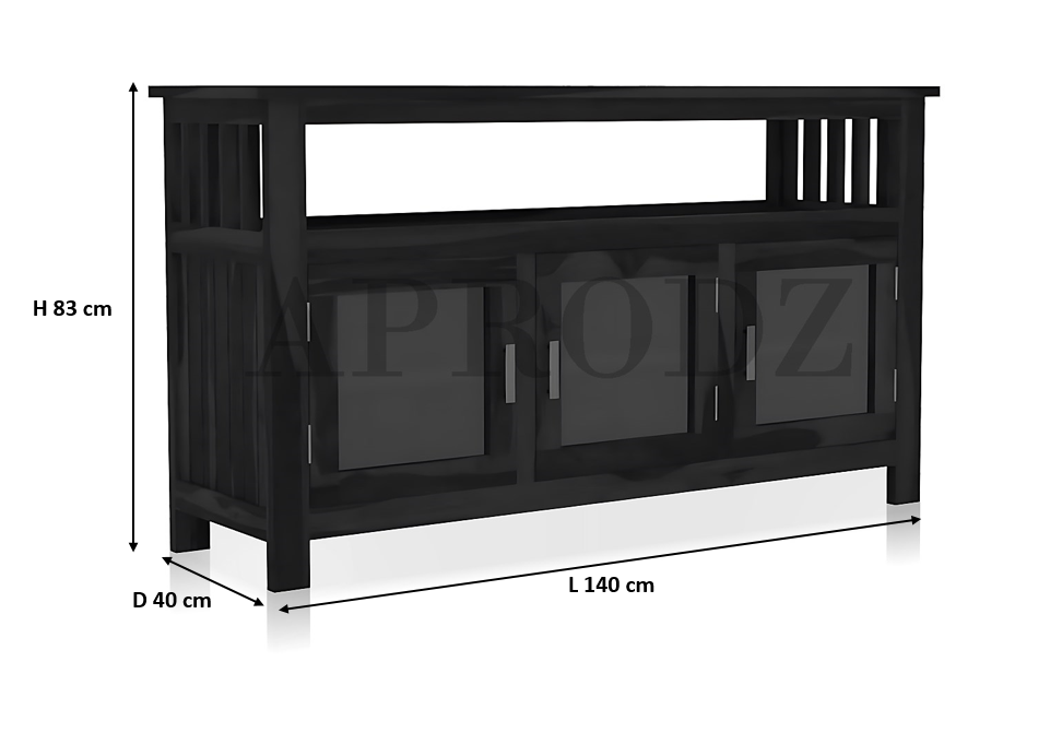 Kitchen Sideboard with Glass Doors | 2 Shelves Sheesham Wood Storage Organizer | Durable Stylish Wooden Furniture | Elegant Design Compact Multifunctional Home Decor