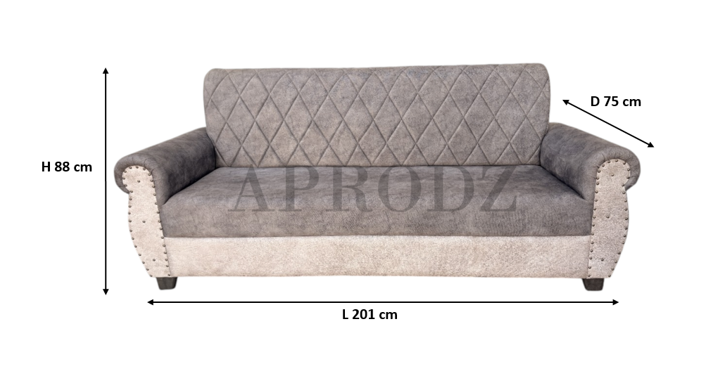 Sofa | Wood Frame Suede Fabric 40D Foam Cushion | Comfortable, Durable, Stylish & Modern for Living Room Furniture | Compact Design Lounge Seat Relaxation (Light Grey + Beige 3)