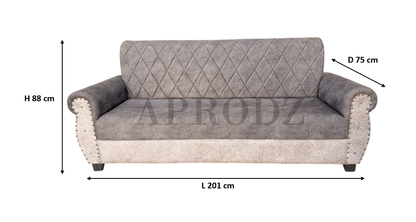 Sofa | Wood Frame Suede Fabric 40D Foam Cushion | Comfortable, Durable, Stylish & Modern for Living Room Furniture | Compact Design Lounge Seat Relaxation (Light Grey + Beige 3)