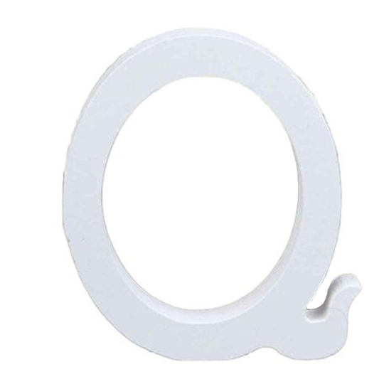 3" Height Wooden Letters Alphabet Word Free Standing Wedding Home Decor-White Letter Q 
