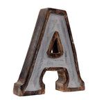 Monogram Free Standing Grey Letter Block - Length (9 in), Depth (2.2 in), Height (10.2 in), A 