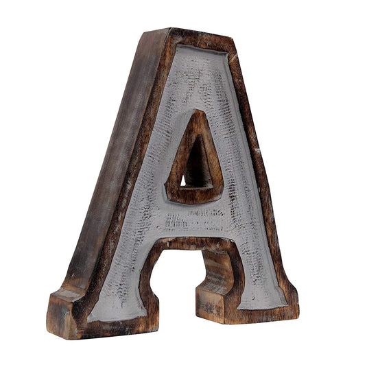 Translation missing: en.Monogram Free Standing Grey Letter Block - Length (9 in), Depth (2.2 in), Height (10.2 in), A 