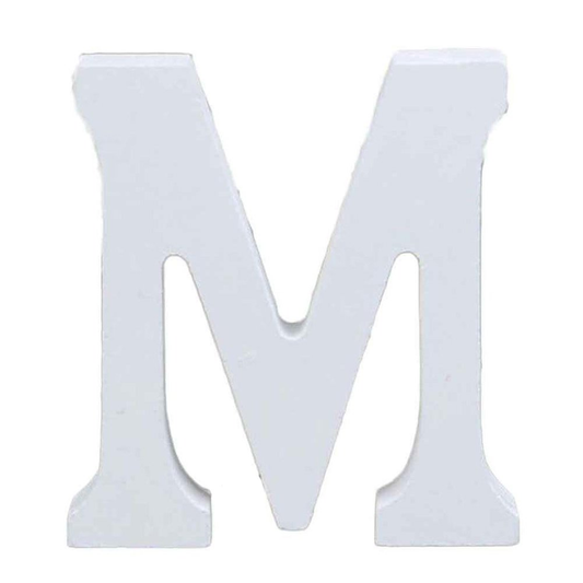 3" Height Wooden Letters Alphabet Word Free Standing Wedding Home Decor-White Letter M 