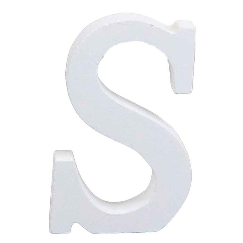 3" Height Wooden Letters Alphabet Word Free Standing Wedding Home Decor-White Letter S 