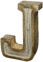 Monogram Free Standing Grey Letter Block - Length (7.5 in), Depth (2.2 in), Height (10 in), J 
