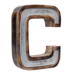 Monogram Free Standing Grey Letter Block - Length (8 in), Depth (2.2 in), Height (10.2 in), C 