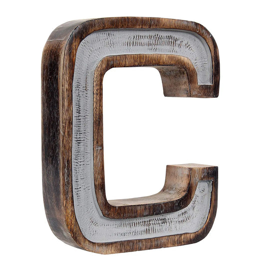 Translation missing: en.Monogram Free Standing Grey Letter Block - Length (8 in), Depth (2.2 in), Height (10.2 in), C 