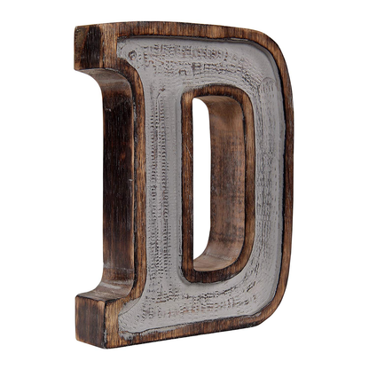 Monogram Free Standing Grey Letter Block - Length (7.2 in), Depth (2.2 in), Height (10 in), D