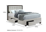 Modern Storage Bed with Tufted Grey Headboard – King & Queen Size Bed for Bedroom 