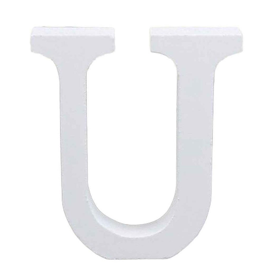 3" Height Wooden Letters Alphabet Word Free Standing Wedding Home Decor-White Letter U 