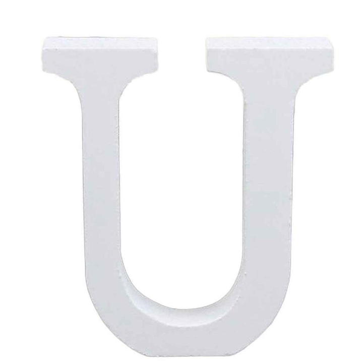 Translation missing: en.3" Height Wooden Letters Alphabet Word Free Standing Wedding Home Decor-White Letter U 